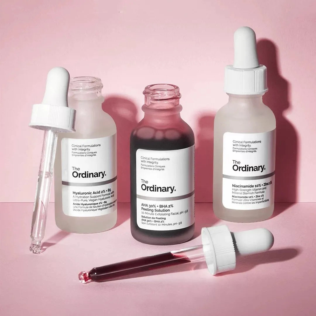 The Ordinary, niacinamide,caffeine solution 5%, AHA 30% Peeling Solution