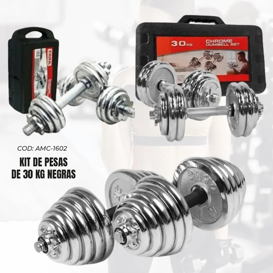 Kit De Pesas De 30kg Negras