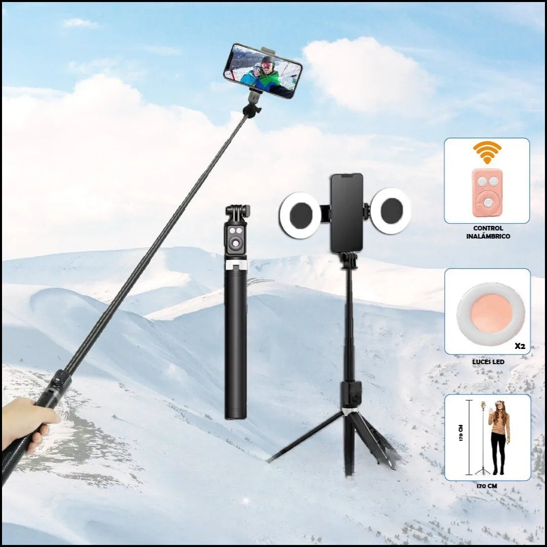 Selfi Stick Tripode Con Luz Led