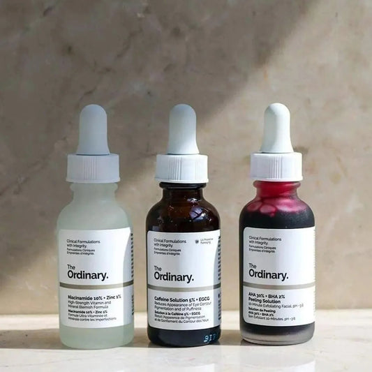 The Ordinary, niacinamide,caffeine solution 5%, AHA 30% Peeling Solution